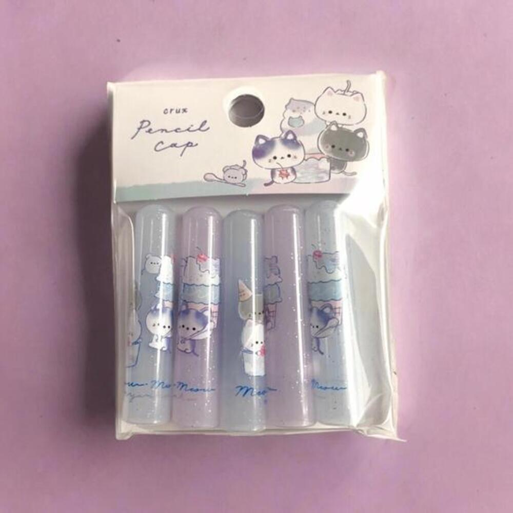 Pencil Caps - Crux Meow Nyanko, 5 Pc Set Glitter Kawaii Cute Kitty Cat